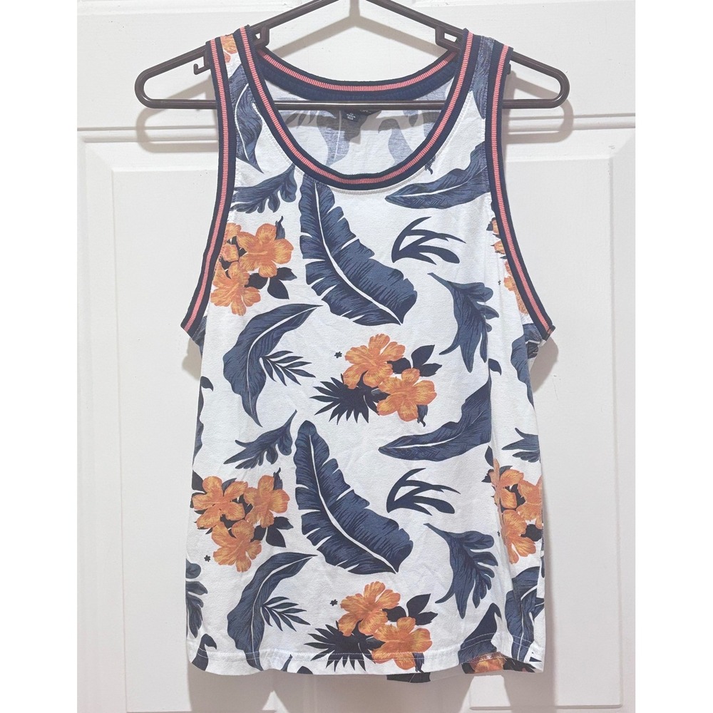 Distortion Tropical Floral Tank Top Small Sleeveless Beach Vacation Casual